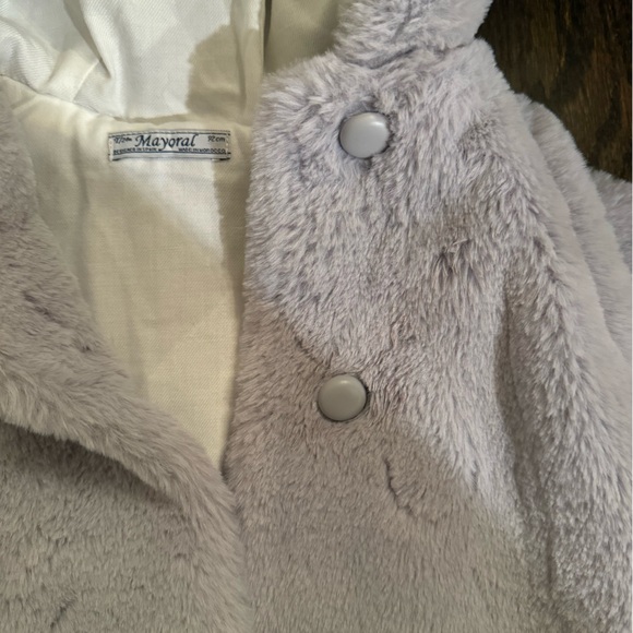 Mayoral toddler girls gray fur coat size 24 months - Picture 3 of 4